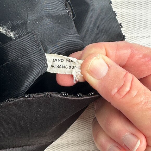 1950s Black Beaded Evening Clutch Fold Over Pocket Clutch Repair or Repurpose - Picture 5 of 6